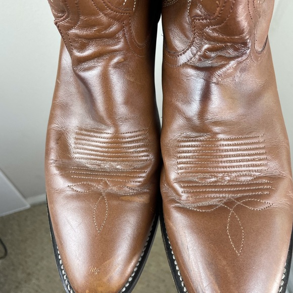 Tony Lama Brown Leather Heeled Cowboy Western Boot - Picture 7 of 13